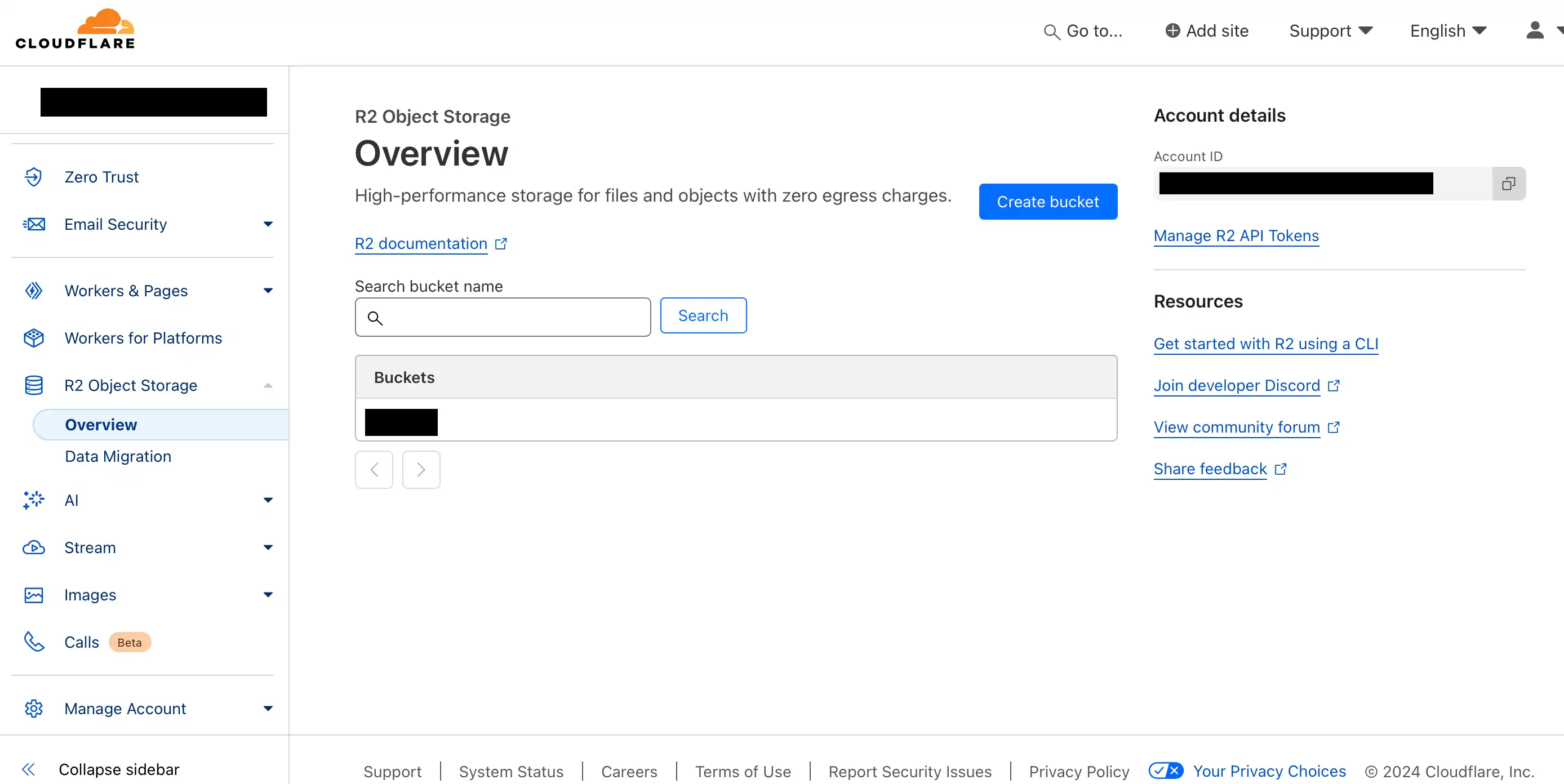 image of cloudflare R2 dashboard